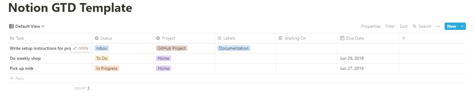 Getting Things Done in Notion Using Tables
