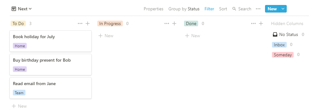 Getting Things Done in Notion Using Tables